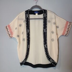 Blue Rain Sheer Y2K Embroidered Cardi Topper Coverup Festival‎ Country Boho